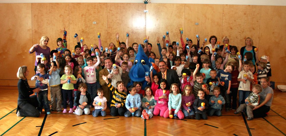 „Tropfi“ besucht den Kindergarten und die Volksschule  Müllendorf sowie den Kindergarten Schattendorf